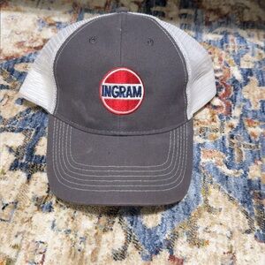 INGRAM marine group barge boat cap hat adjustable red/gray OSFA mesh/cotton